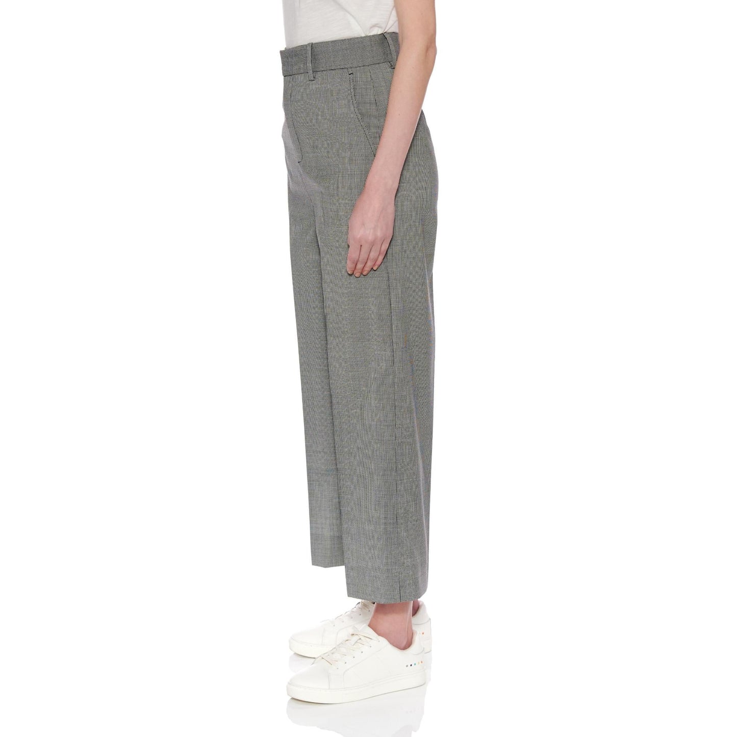 Women Teruel Trousers - High-Waisted Wideleg Cropped Trousers - Black and white