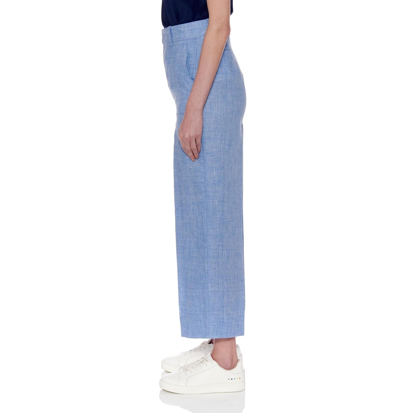 Women Teruel Trousers - High-Waisted Wideleg Cropped Trousers - Blue