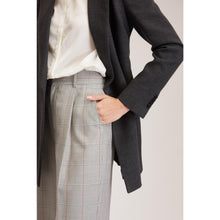 Load image into Gallery viewer, Women Almeria Trouser - Wide Leg, High Waisted Trousers in Light Grey Tartan
