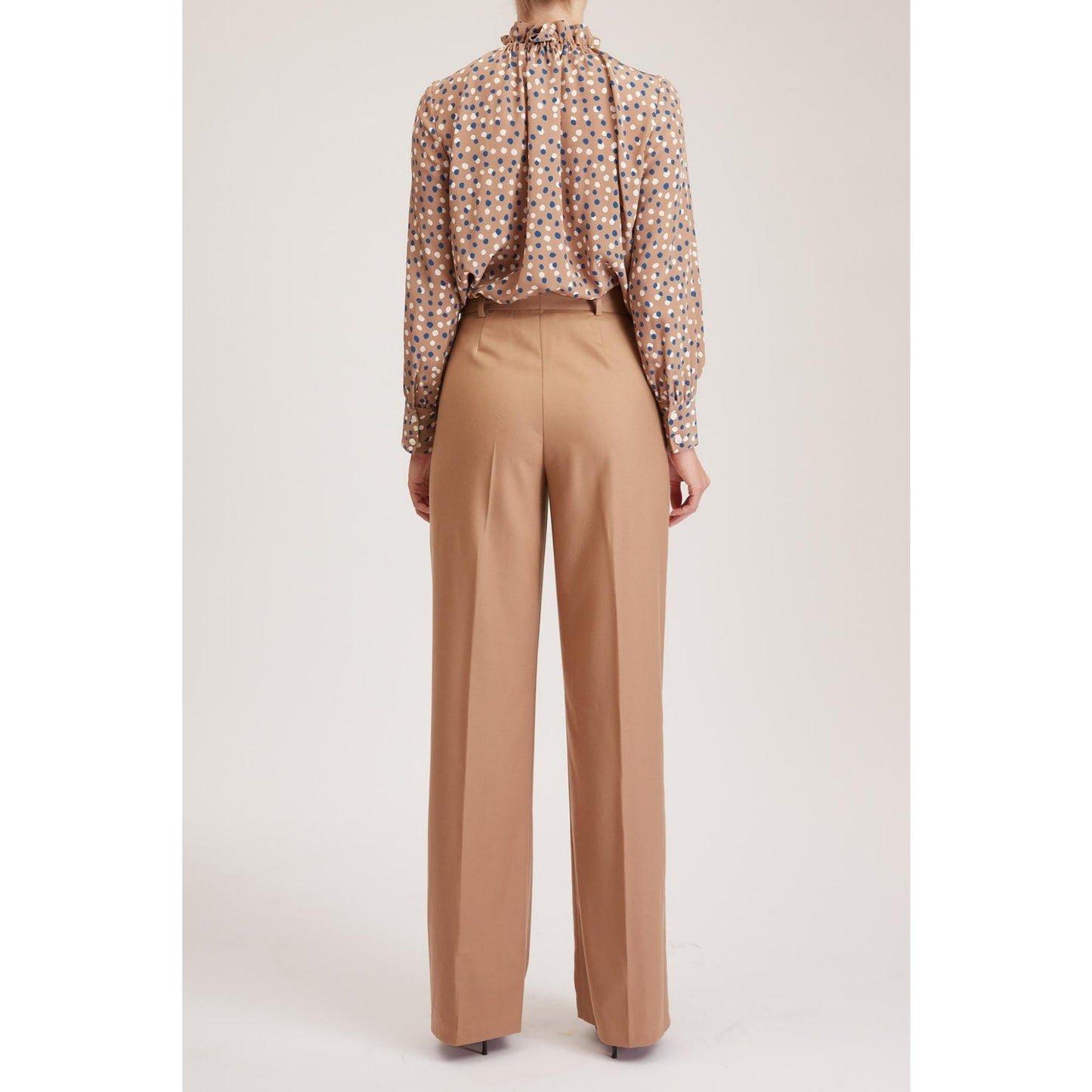 Women Blackpool Trouser - Wide Leg Trousers in Beige Pure Wool