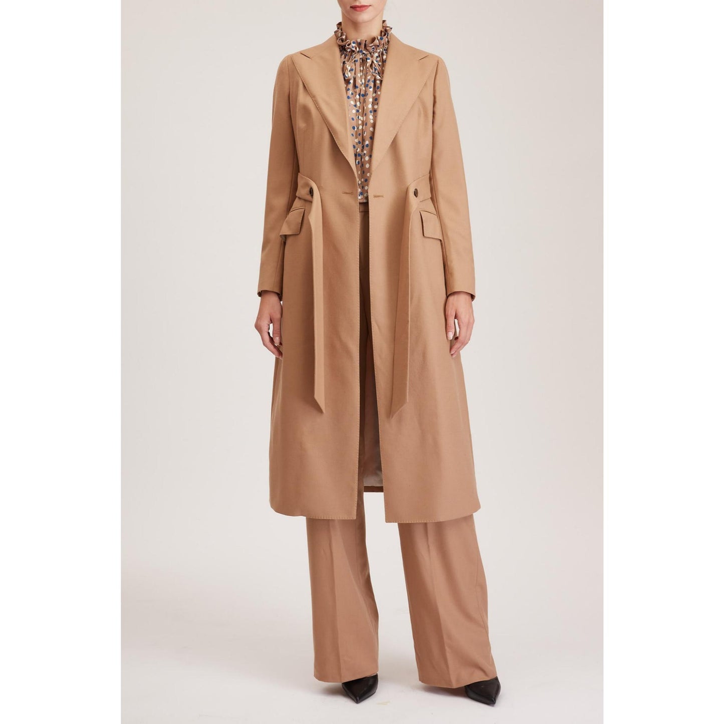Women Blackpool Trouser - Wide Leg Trousers in Beige Pure Wool