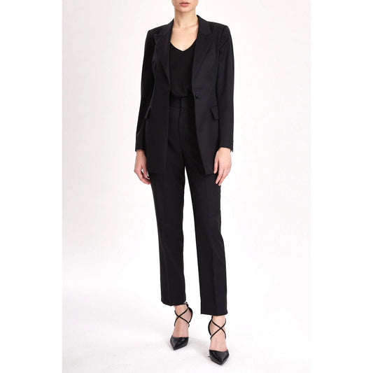 Women Dunkrik Trouser - High-Waisted Slim Cigarette Trousers in Black Wool