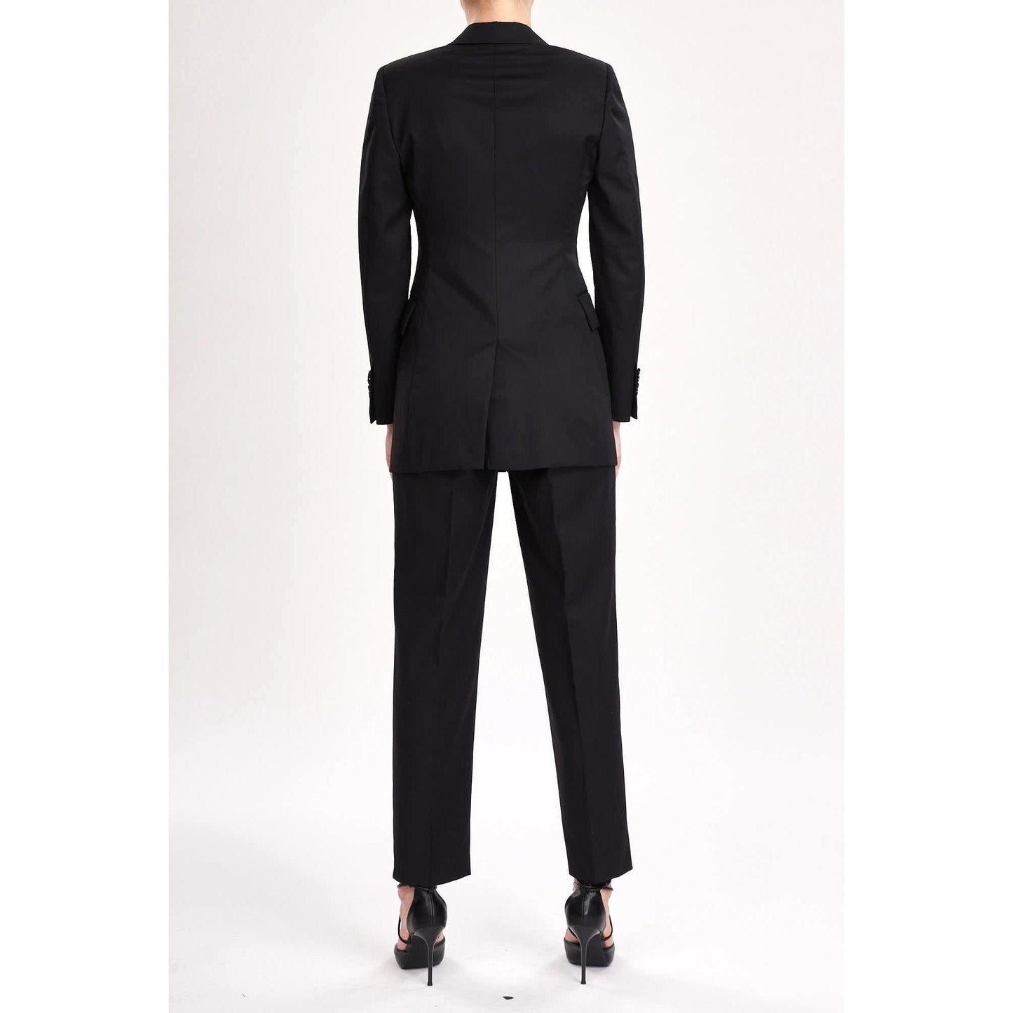 Women Dunkrik Trouser - High-Waisted Slim Cigarette Trousers in Black Wool