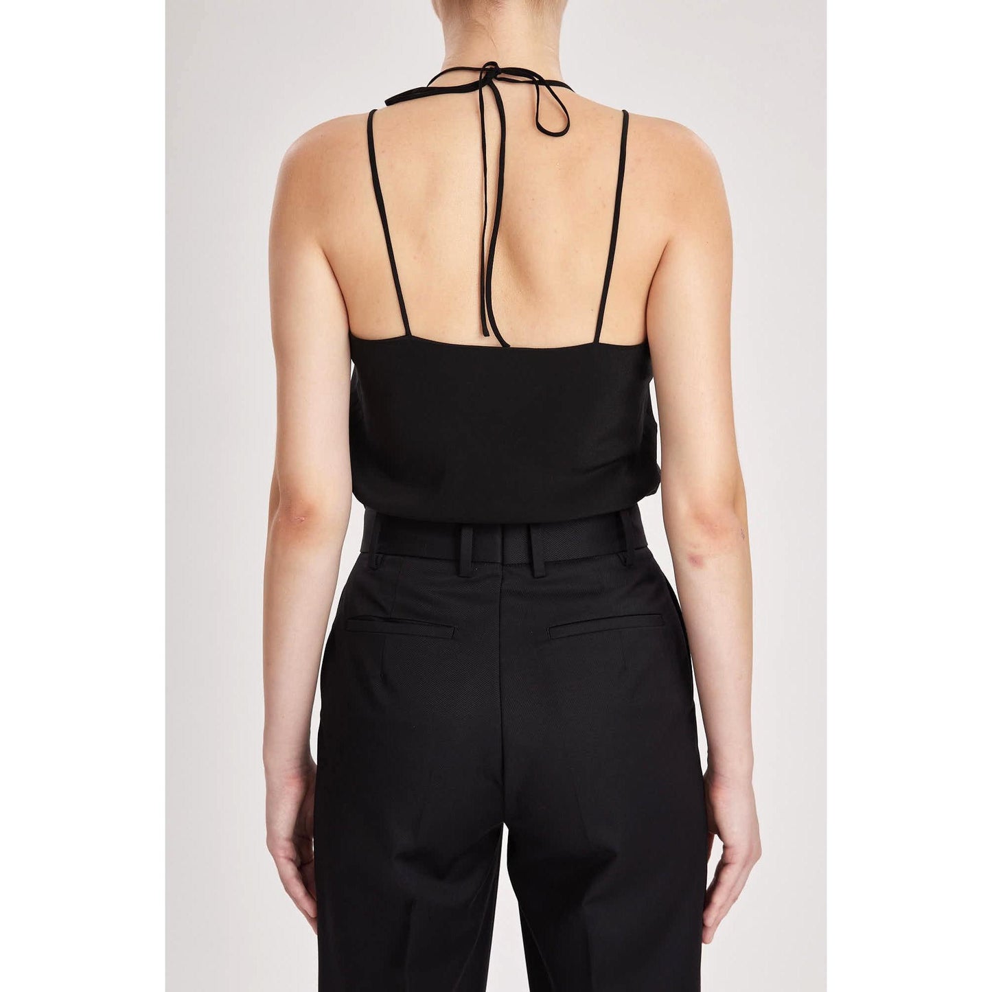 Women Dunkrik Trouser - High-Waisted Slim Cigarette Trousers in Black Wool