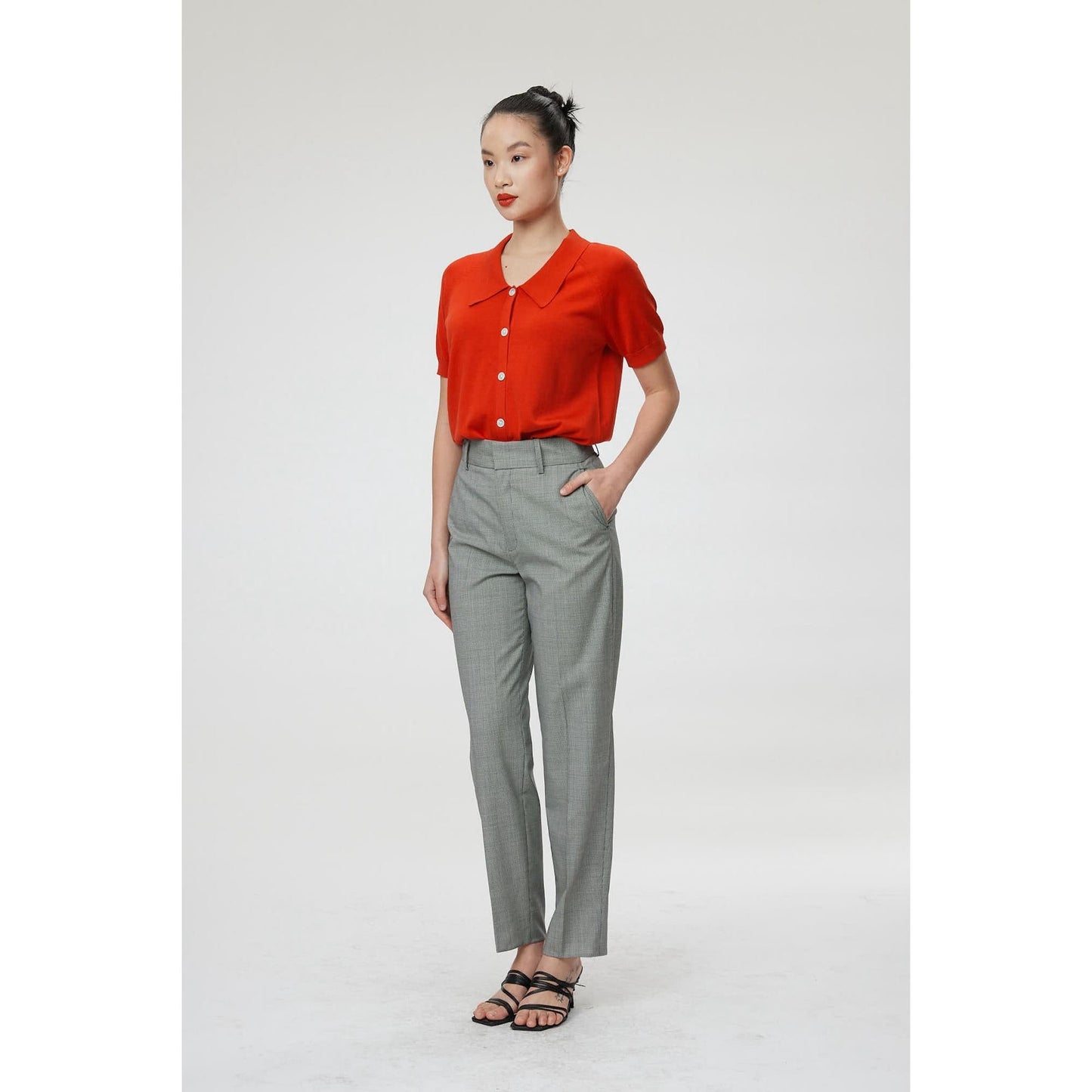Women Dunkrik Trouser - High-Waisted Cigarette Trousers in Black & White