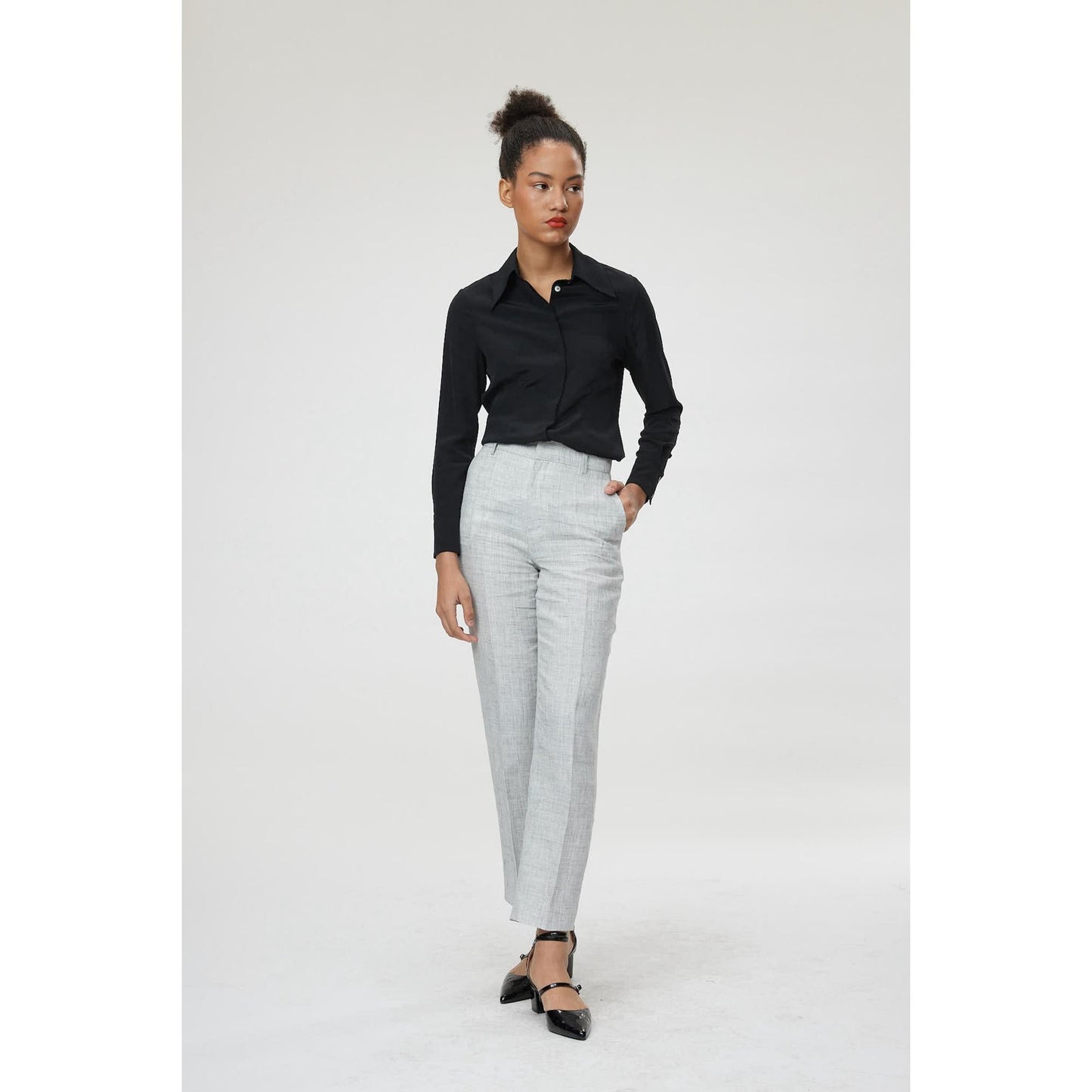 Women Dunkrik Trouser - High-Waisted  Cigarette Trousers in Grey