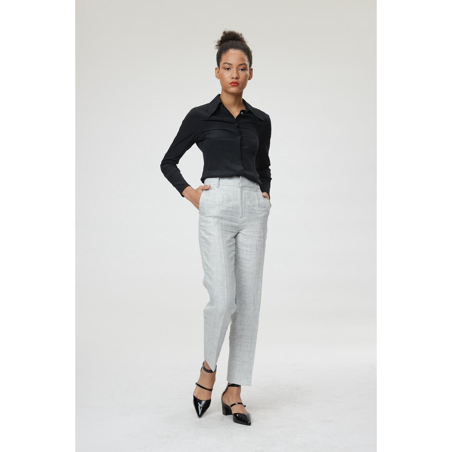 Women Dunkrik Trouser - High-Waisted  Cigarette Trousers in Grey