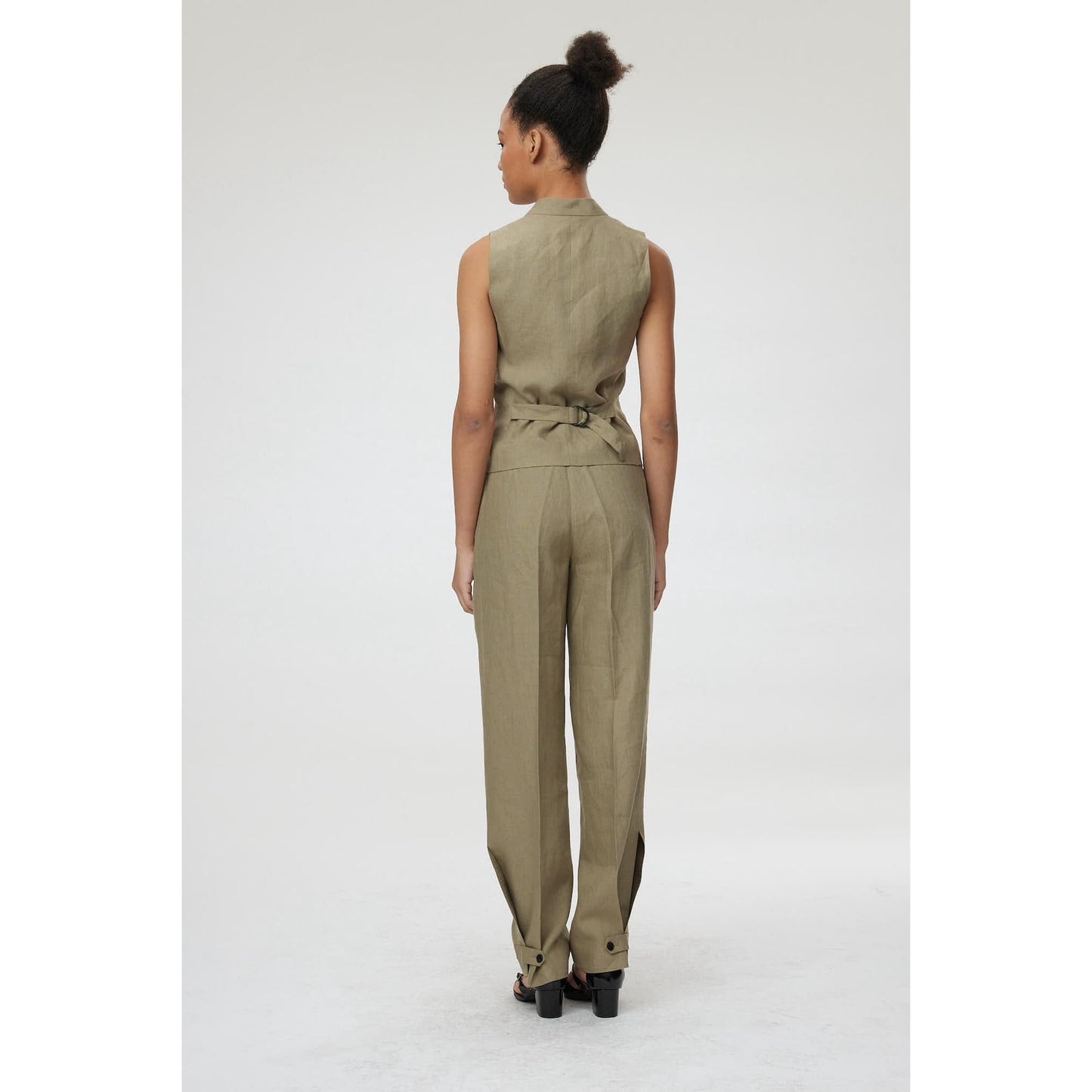 Women Forli Trouser - Wide Leg Trousers in Khaki Green