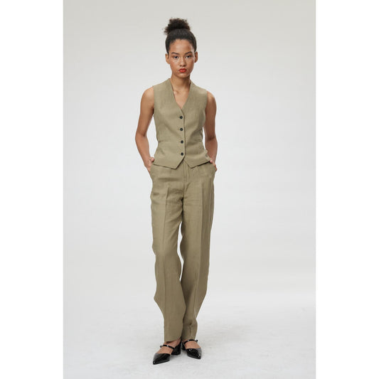 Women Forli Trouser - Wide Leg Trousers in Khaki Green
