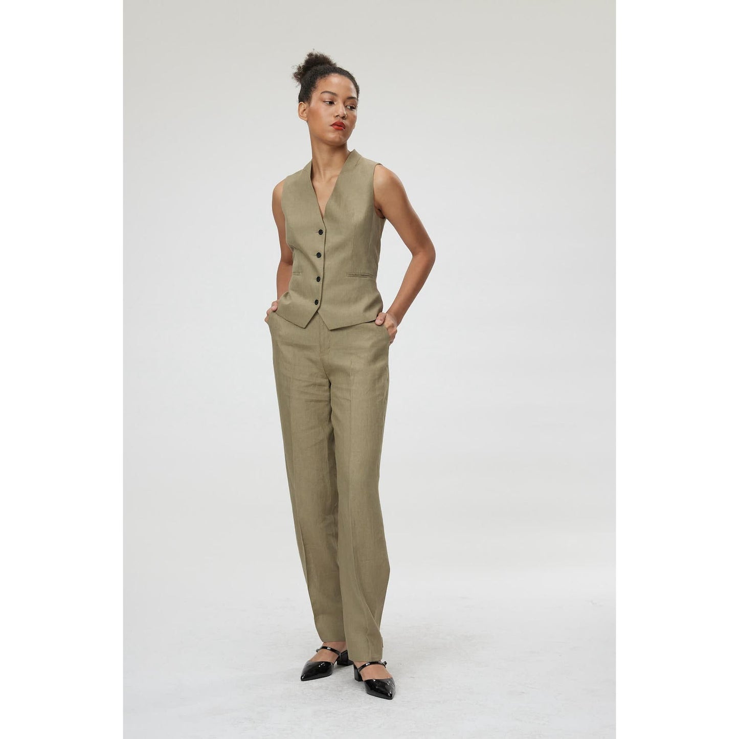 Women Forli Trouser - Wide Leg Trousers in Khaki Green