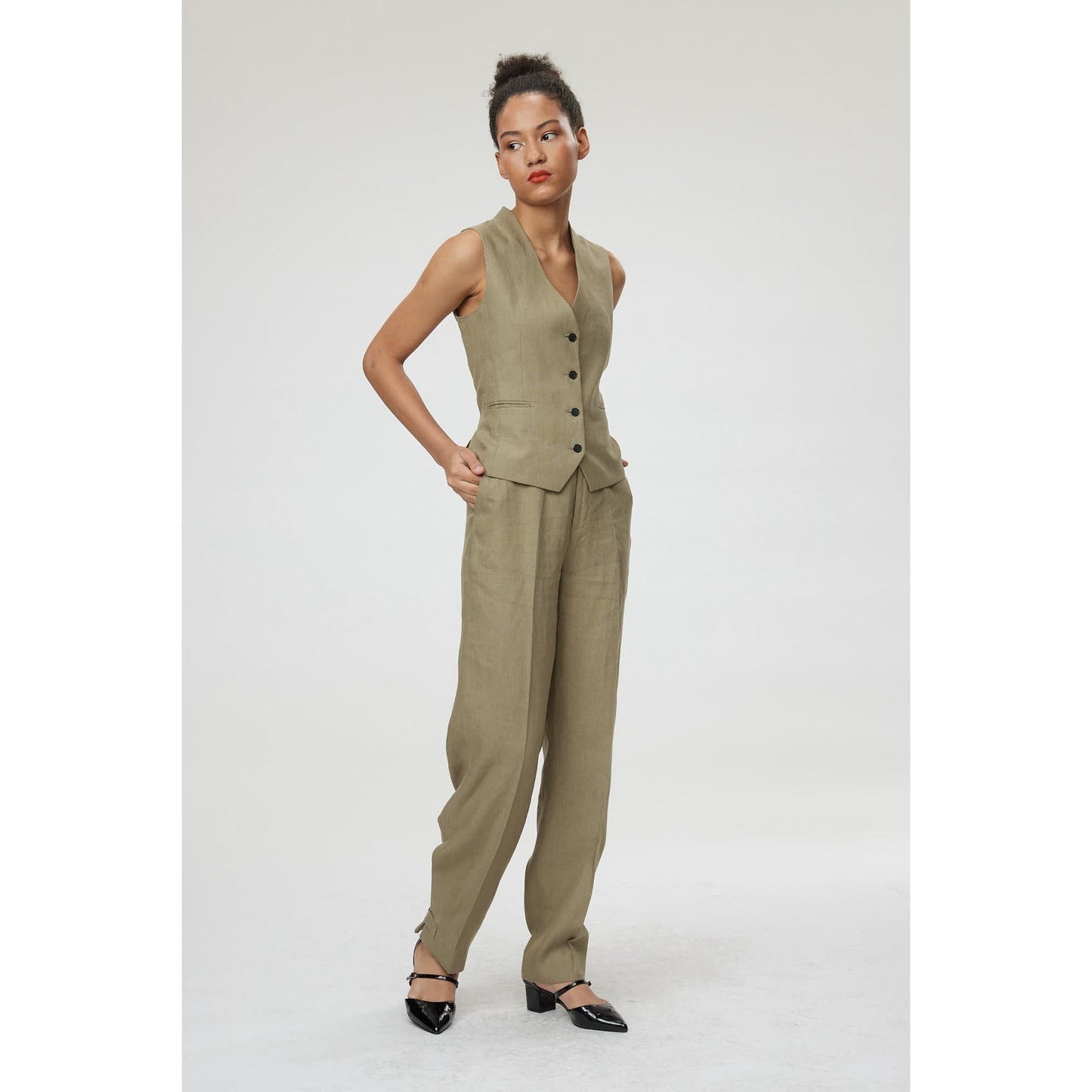 Women Forli Trouser - Wide Leg Trousers in Khaki Green