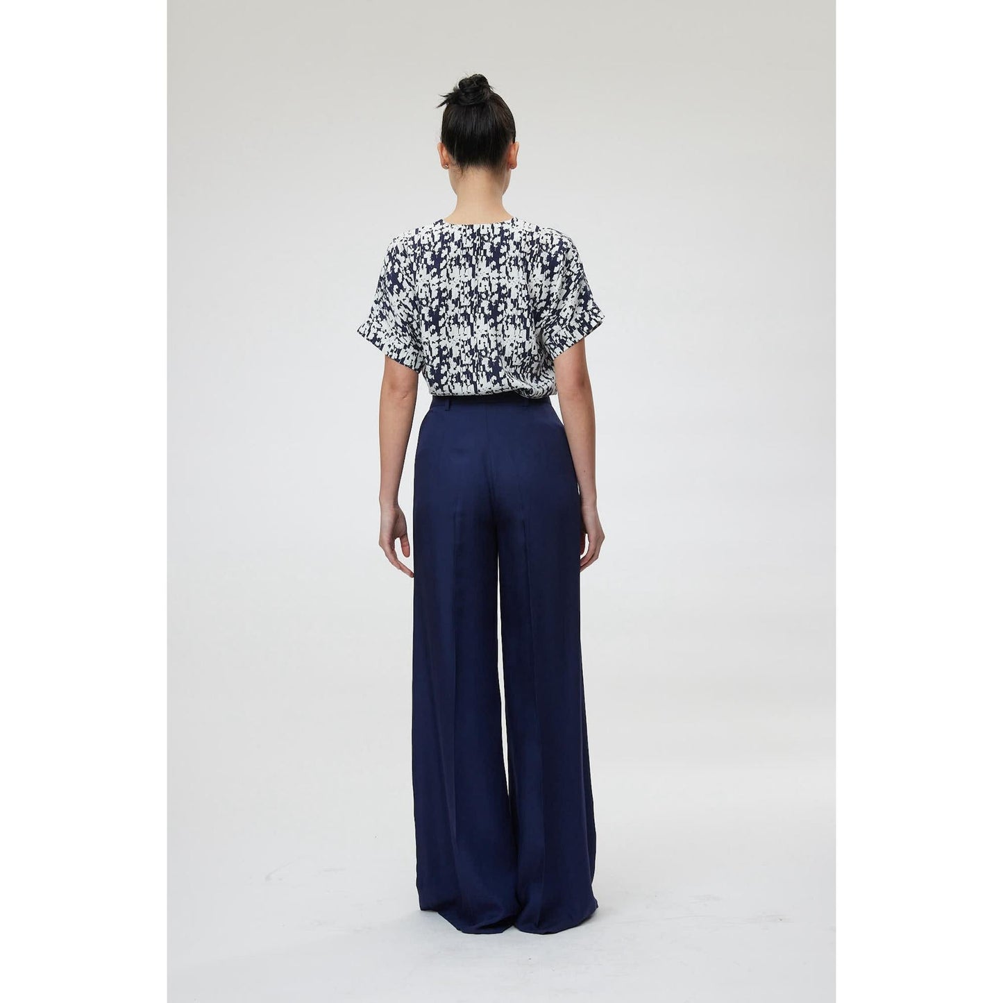 Women Modena Trouser - Palazzo Fluid Trousers in Navy