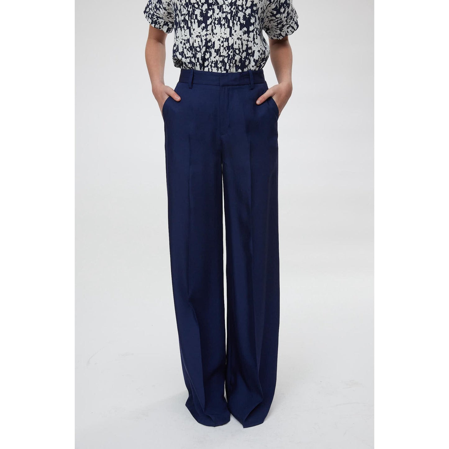 Women Modena Trouser - Palazzo Fluid Trousers in Navy