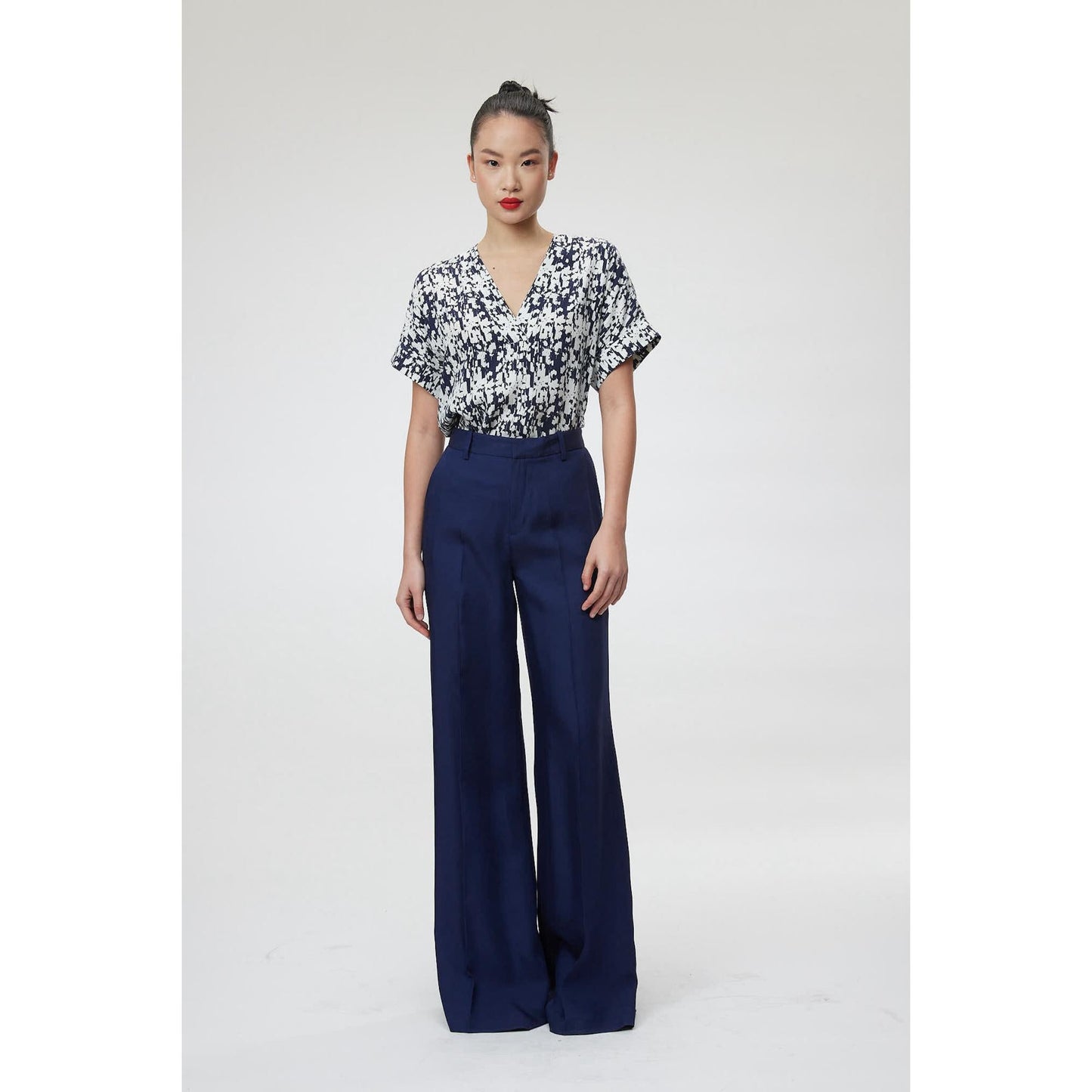 Women Modena Trouser - Palazzo Fluid Trousers in Navy