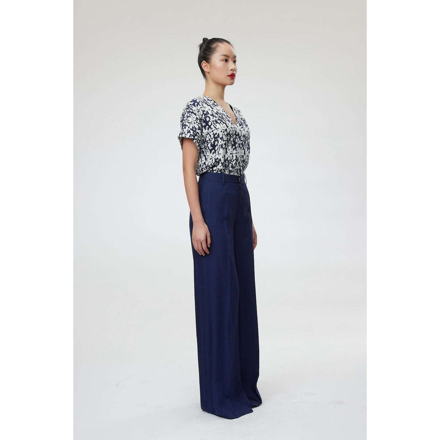 Women Modena Trouser - Palazzo Fluid Trousers in Navy