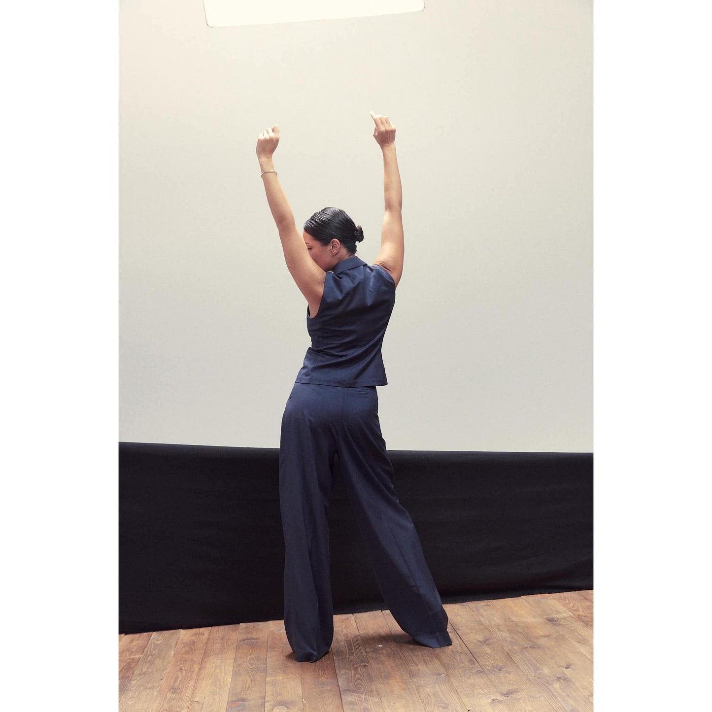 Women Siena Trousers - Wide Leg High Waisted Trousers in Navy