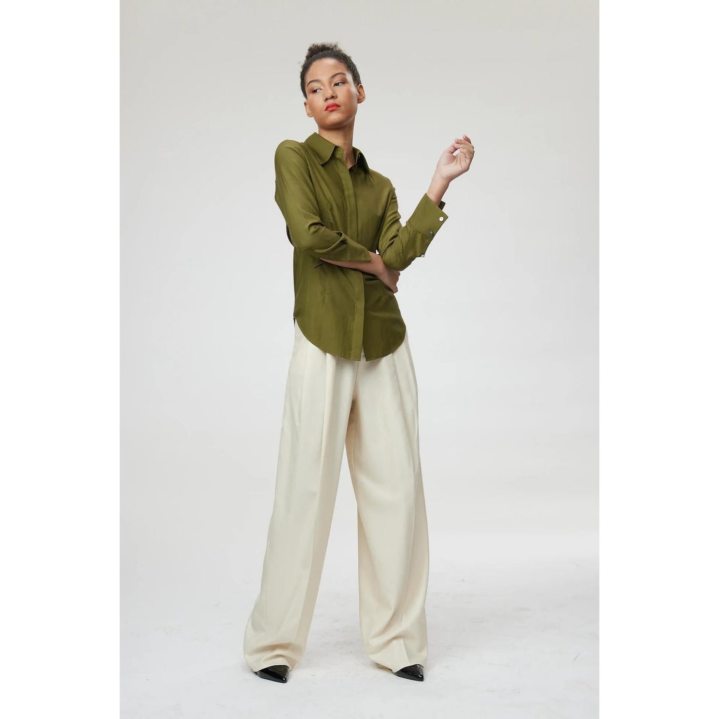 Women Siena Trouser - Wide Leg High Waisted Trousers in Off White