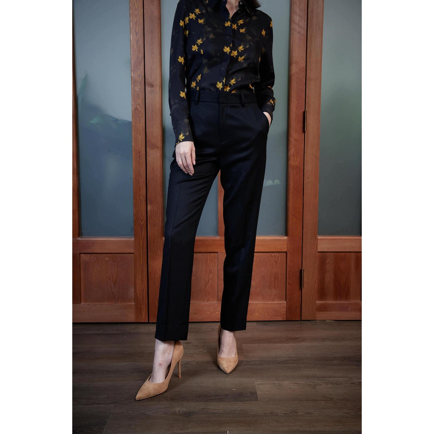 Women Castelo Branco Trouser - Straight Leg Trousers in Black