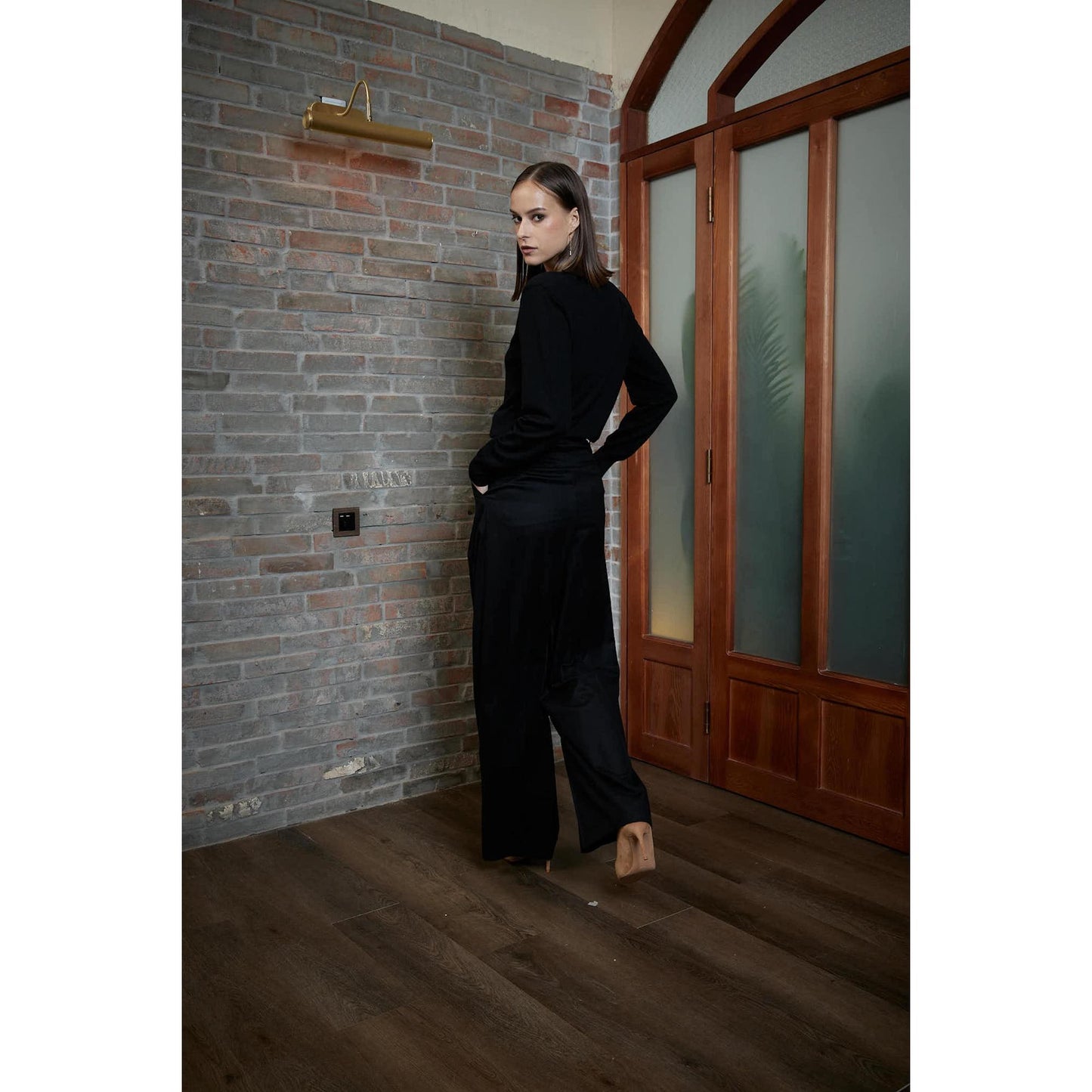 Women Siena Trouser - Wide Leg Trousers in Night Black