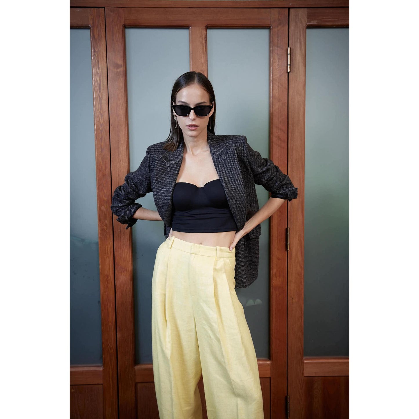 Women Siena Trouser - Wide Leg Trousers in Ochre Yellow