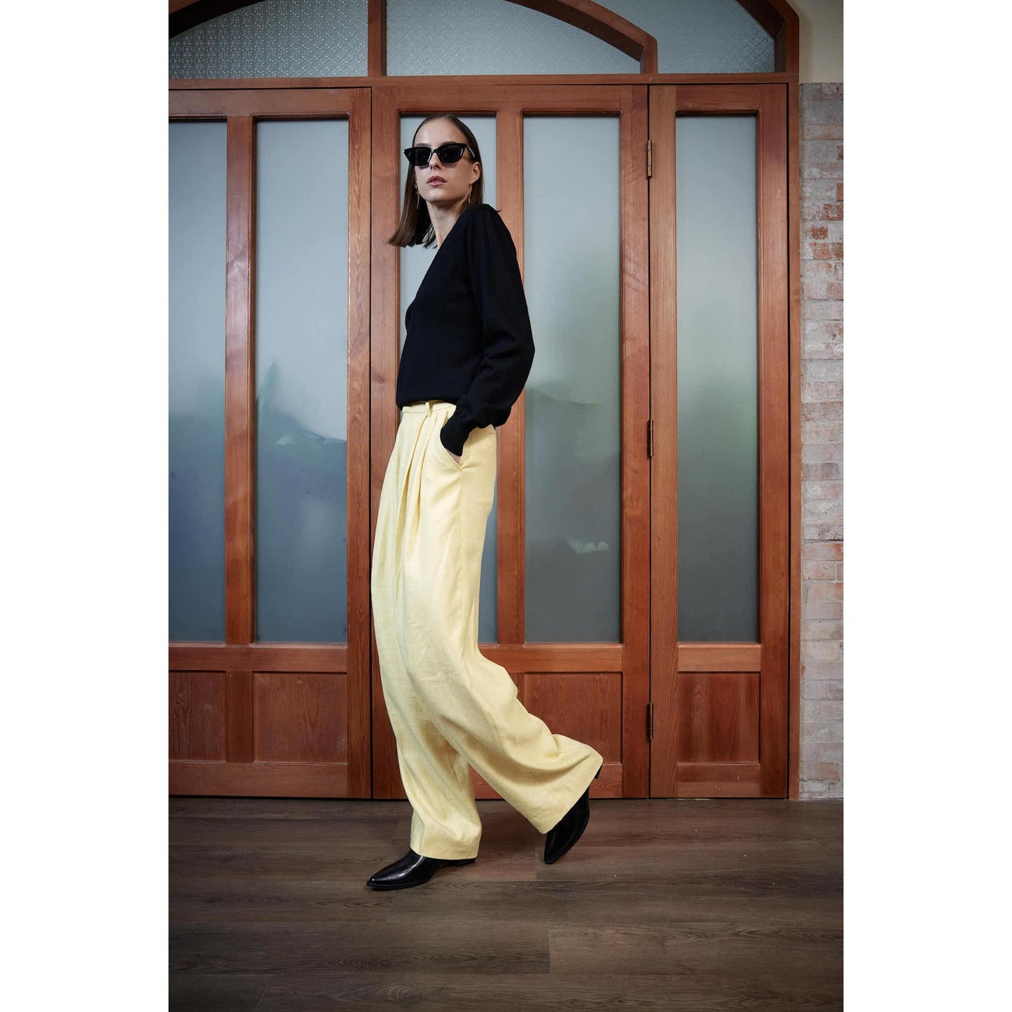 Women Siena Trouser - Wide Leg Trousers in Ochre Yellow
