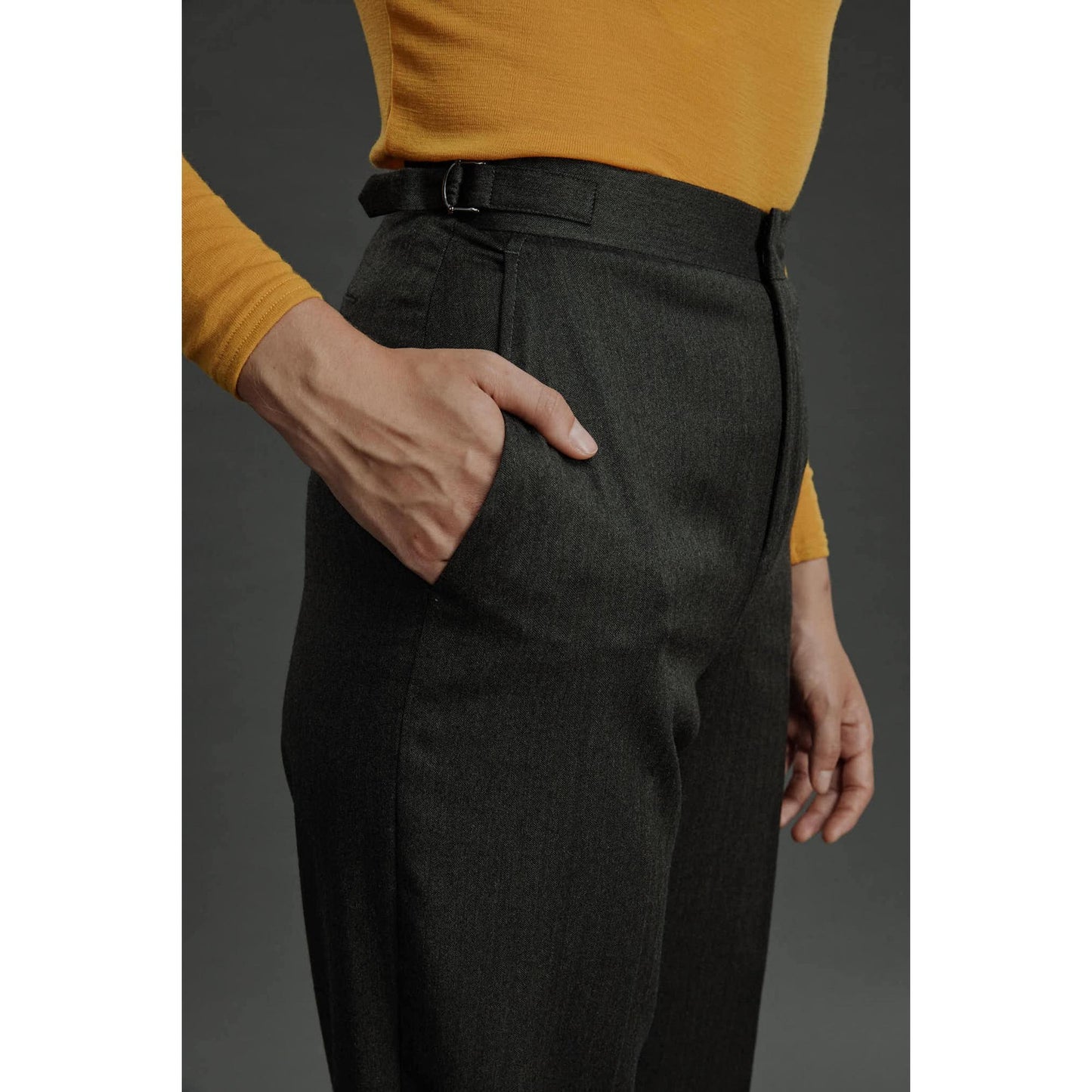 Women Silves Trousers - Tailored Trousers in Wool - Forest Green