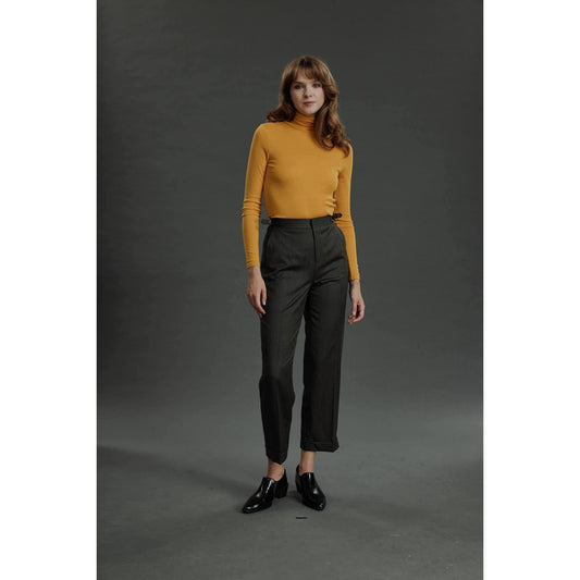 Women Silves Trousers - Tailored Trousers in Wool - Forest Green