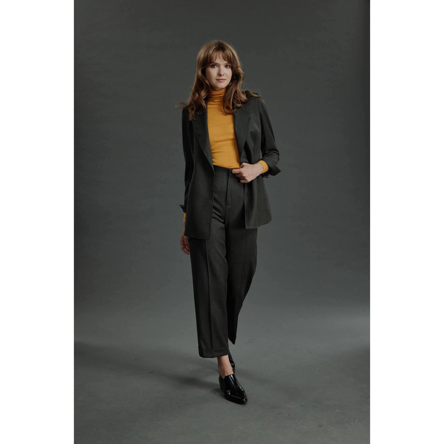 Women Silves Trousers - Tailored Trousers in Wool - Forest Green