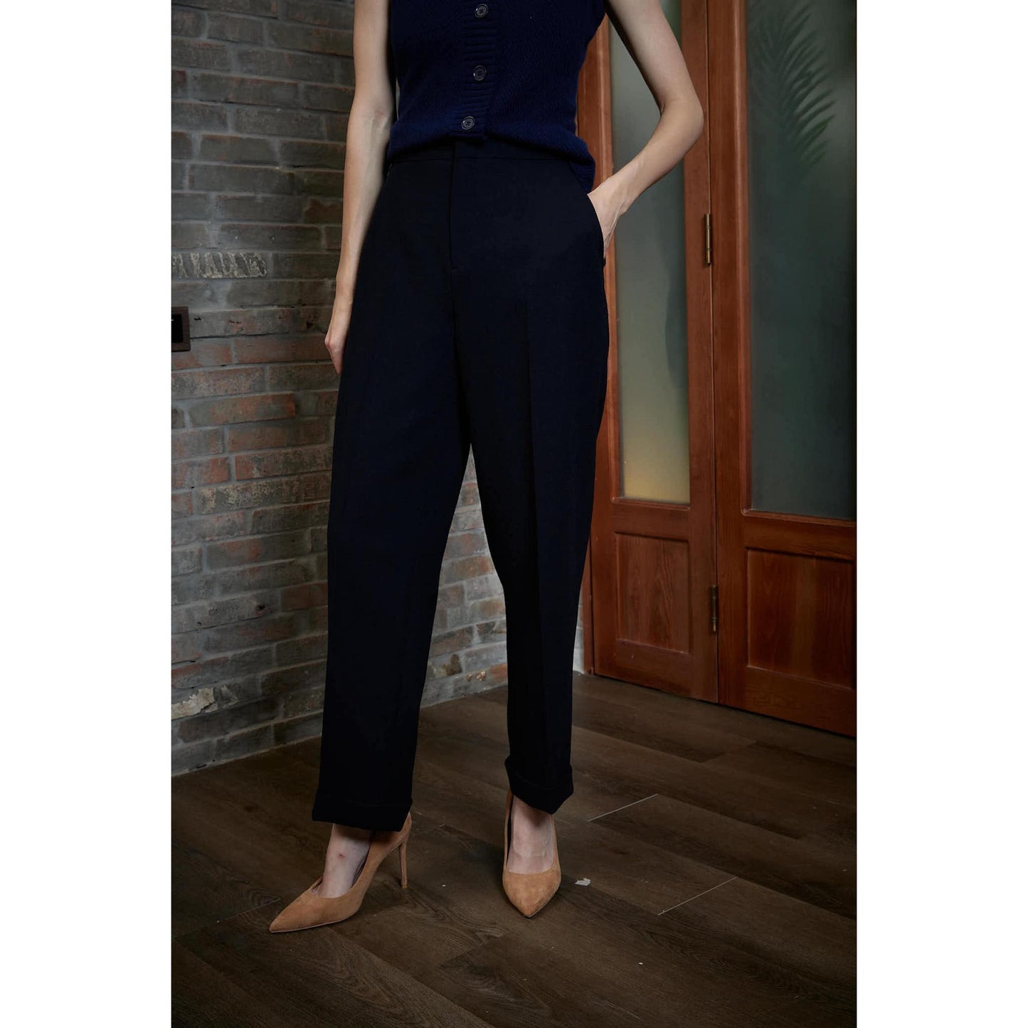 Women Silves Trouser - Tailored Trousers in Crepe - Midnight Blue
