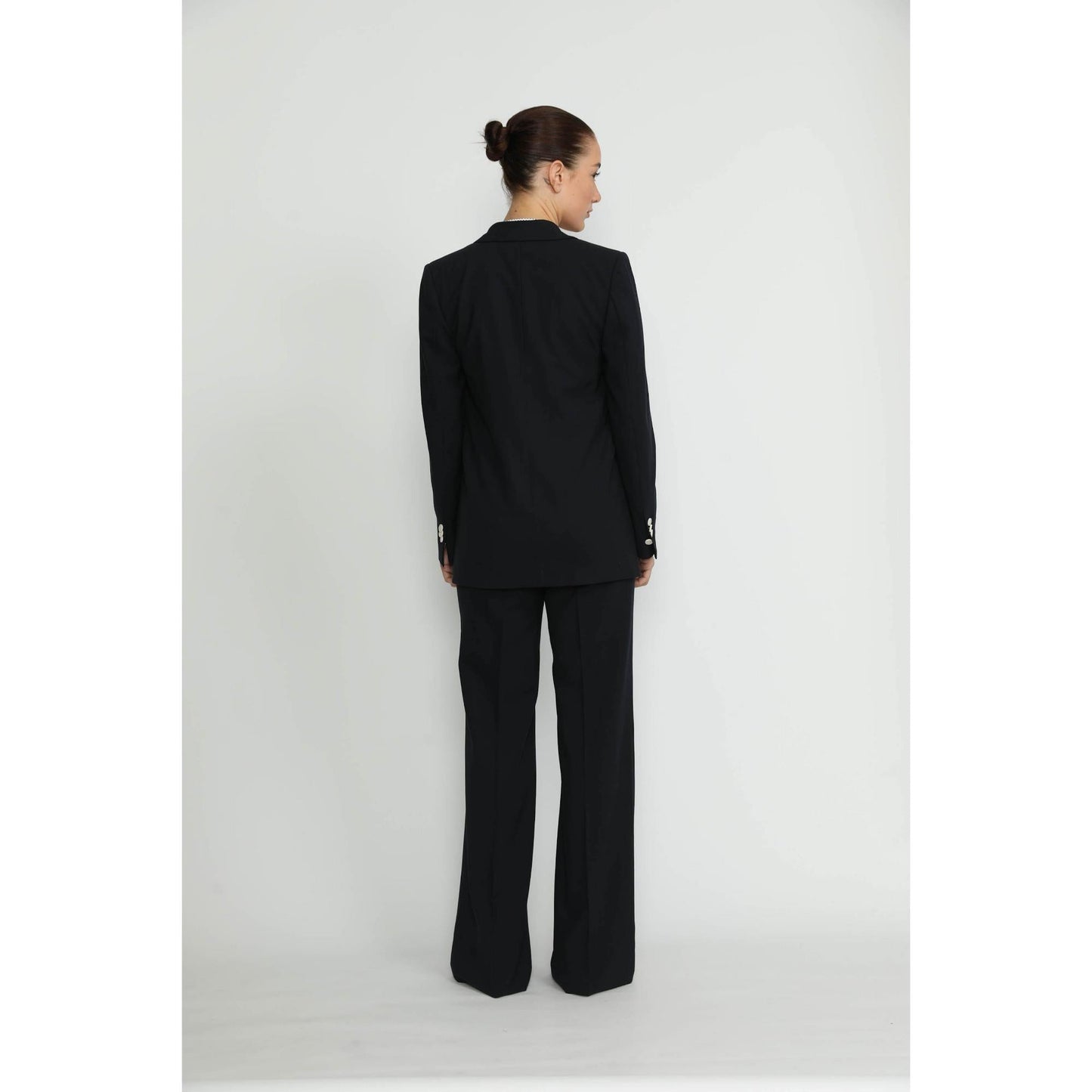 Women Bordeaux	Trousers - Bordeaux Navy Basketweave Bootcut Trousers