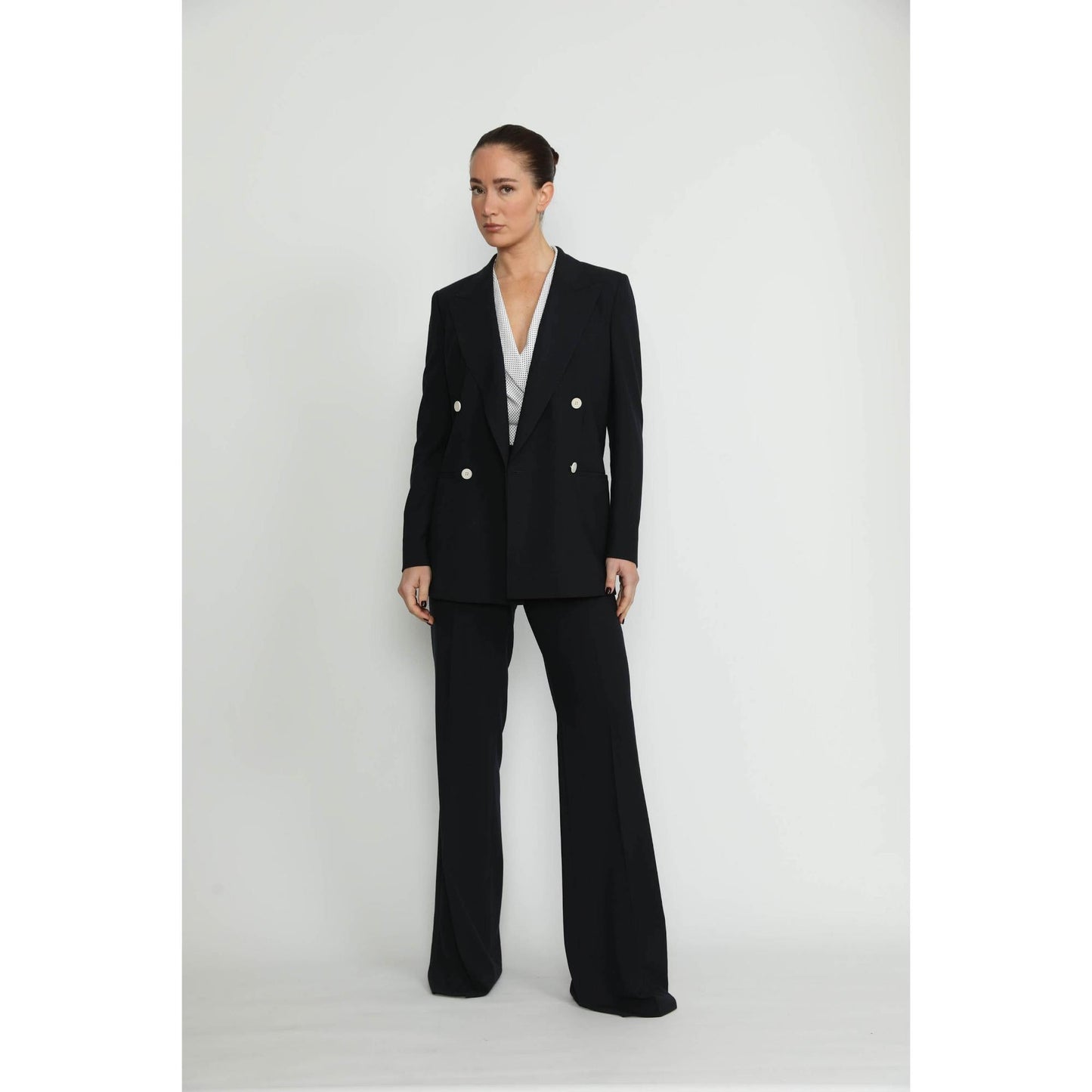 Women Bordeaux	Trousers - Bordeaux Navy Basketweave Bootcut Trousers