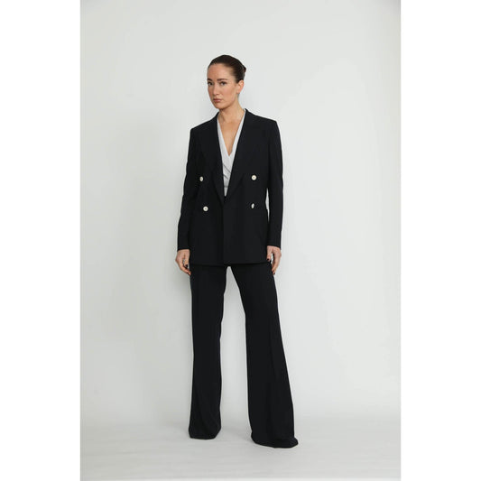 Women Bordeaux	Trousers - Bordeaux Navy Basketweave Bootcut Trousers