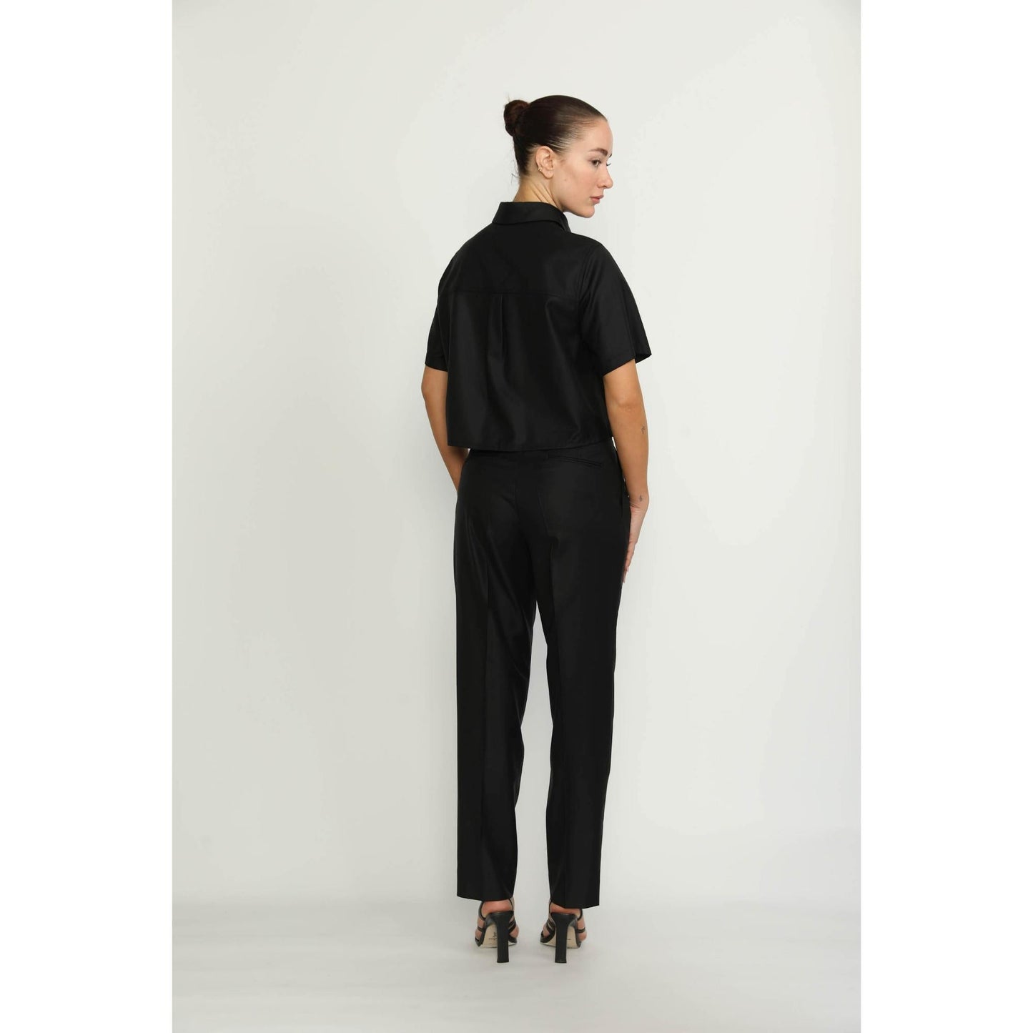 Women Carouge Trousers - Carouge Deep Black Cropped Trousers
