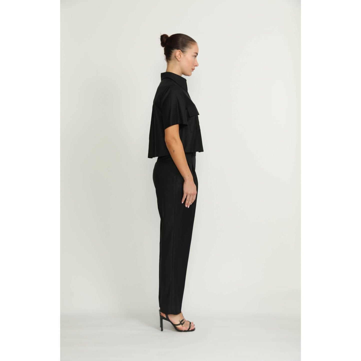 Women Carouge Trousers - Carouge Deep Black Cropped Trousers