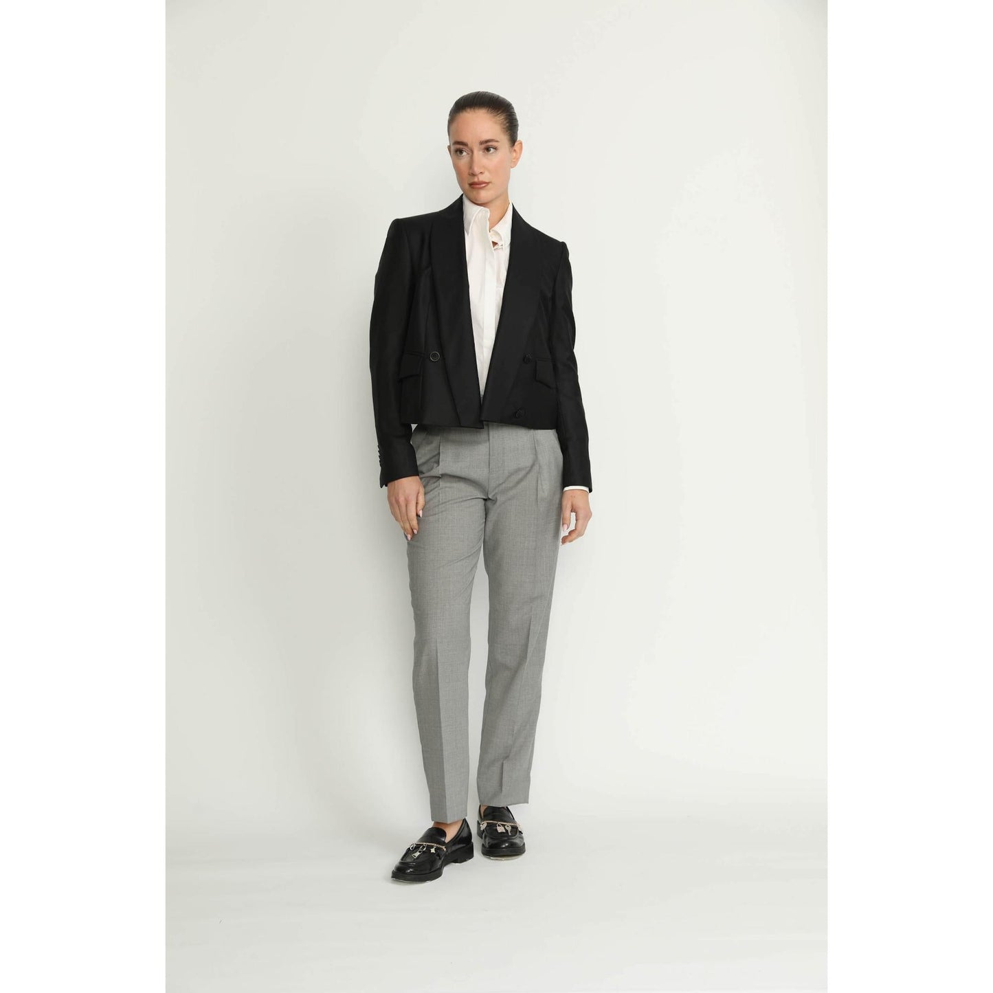 Women Carouge Trousers - Carouge Grey Cropped Trousers