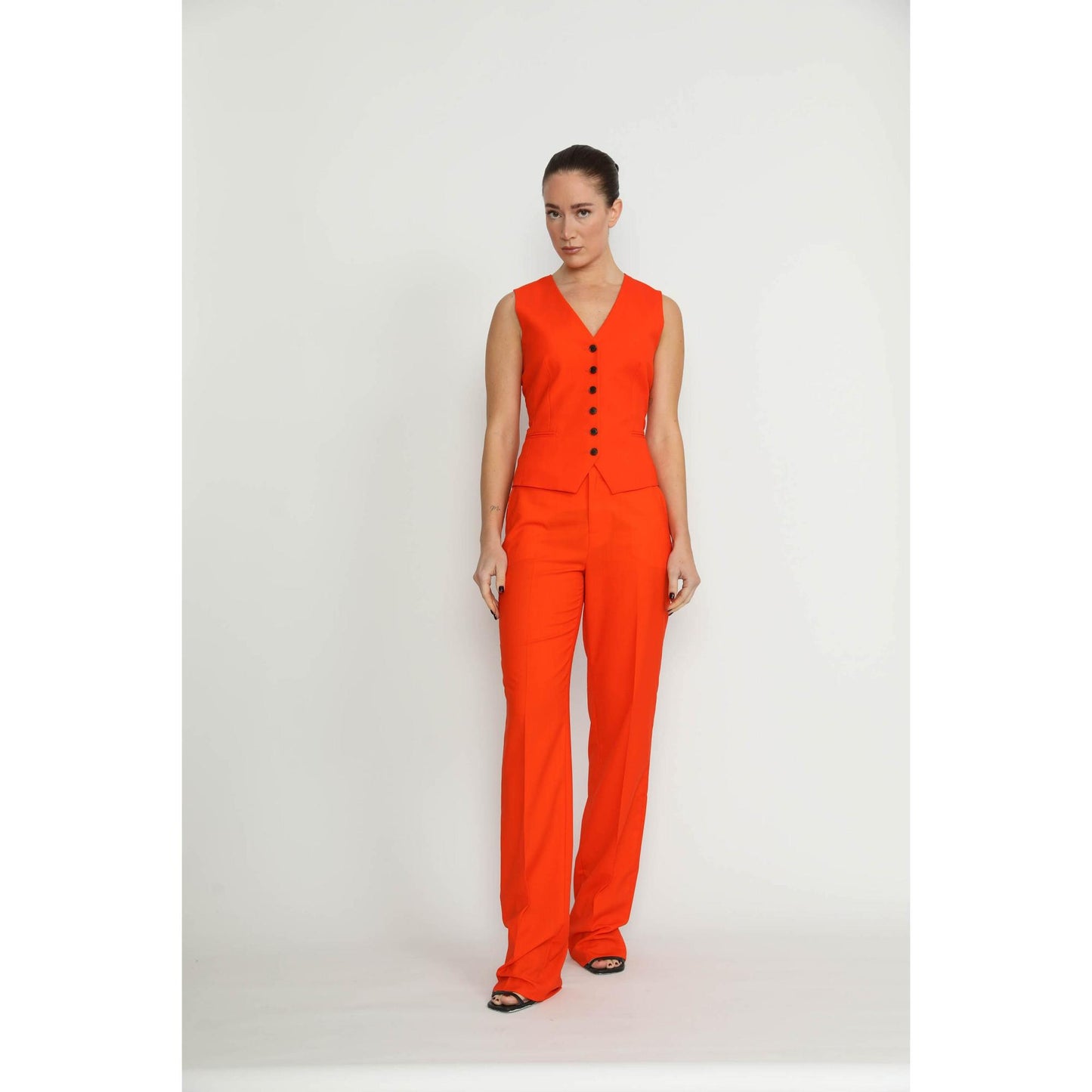 Women Elvas Trousers - Elvas Fitted Sweet Orange Trousers
