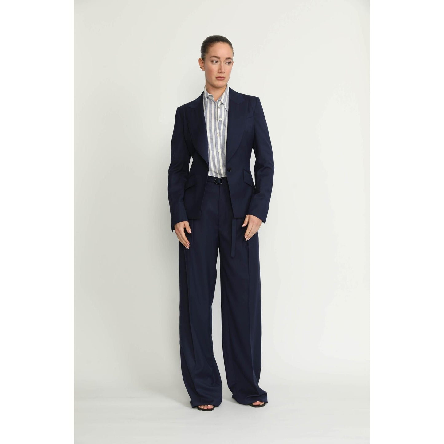 Women Lachen Trousers - Lachen Navy Wide-Leg Trousers
