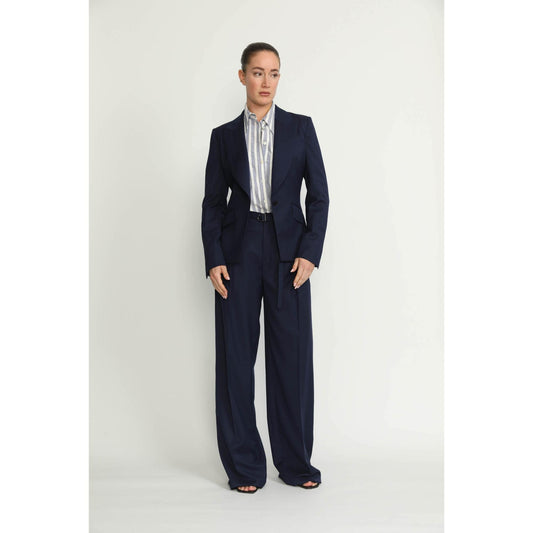 Women Lachen Trousers - Lachen Navy Wide-Leg Trousers