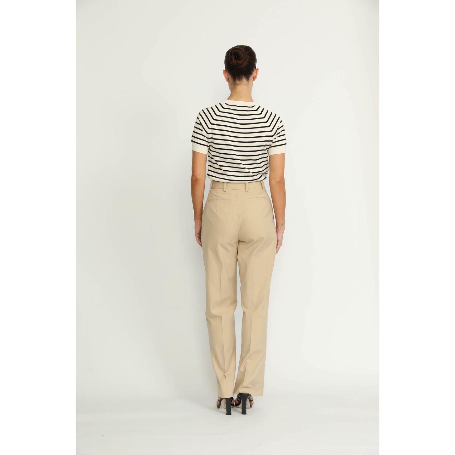 Women Manchester Trousers - Manchester High-Waisted Khaki Beige Twill Trousers