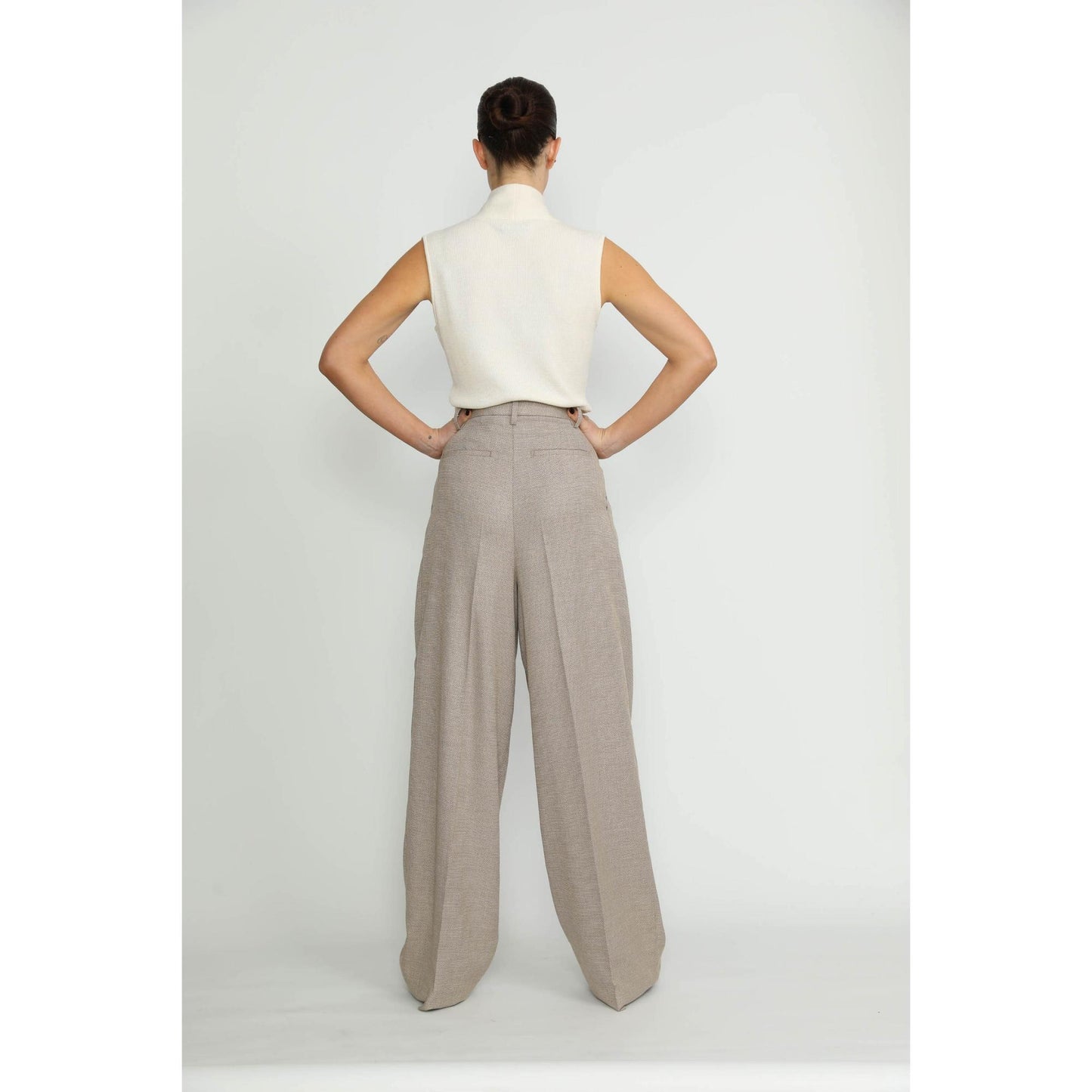 Women Siena Trousers - Siena Wide Leg Trousers in Honey Beige Twill