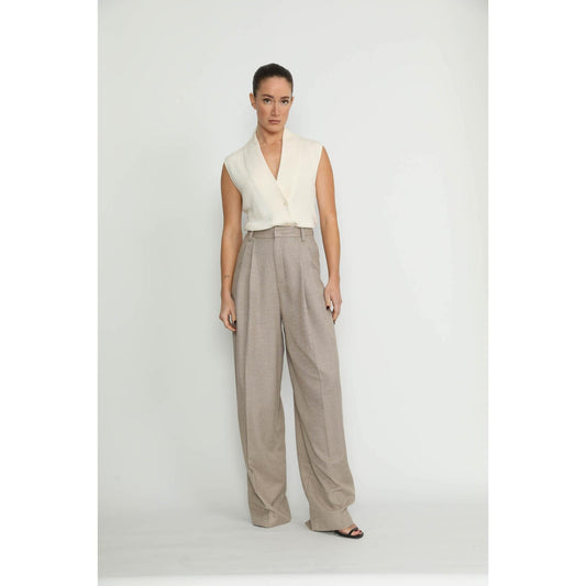 Women Siena Trousers - Siena Wide Leg Trousers in Honey Beige Twill
