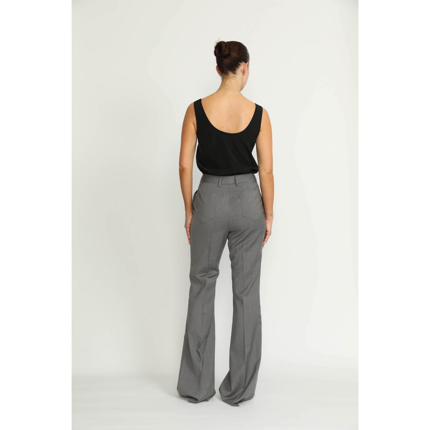Women Sursee Trousers - Sursee Bell Bottom Flared Grey Trousers