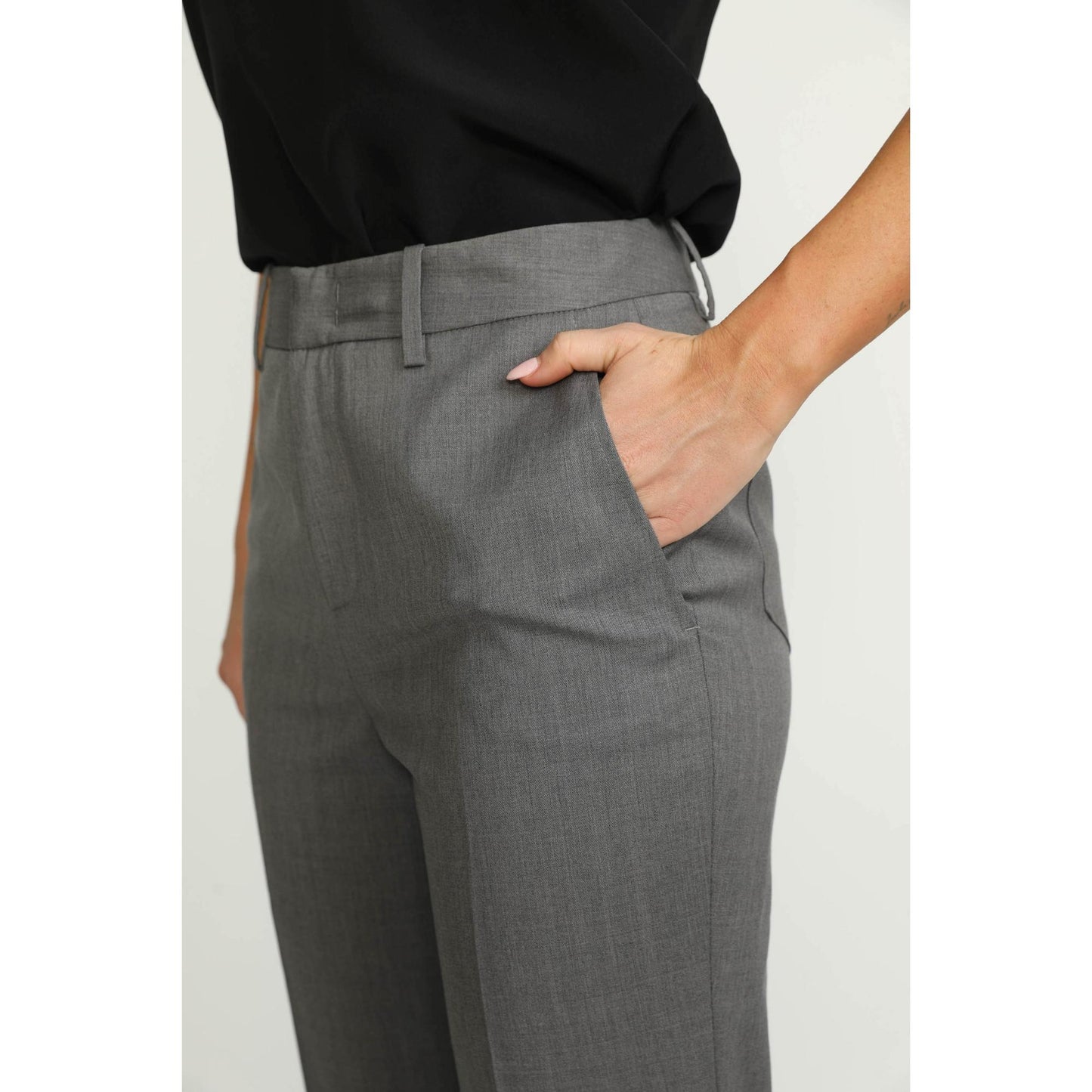 Women Sursee Trousers - Sursee Bell Bottom Flared Grey Trousers