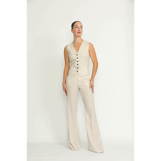 Women Sursee Trousers - Sursee Bell Bottom Flared Vanilla White Trousers