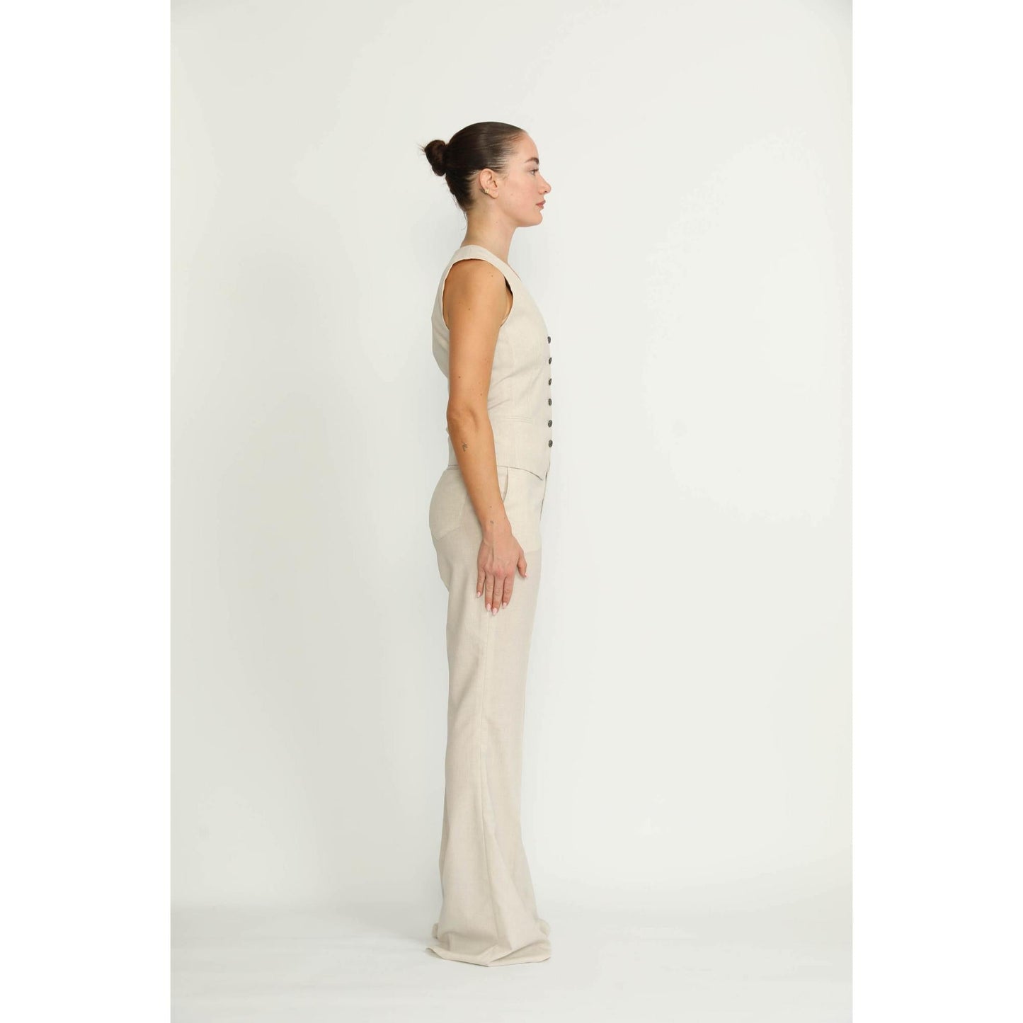 Women Sursee Trousers - Sursee Bell Bottom Flared Vanilla White Trousers