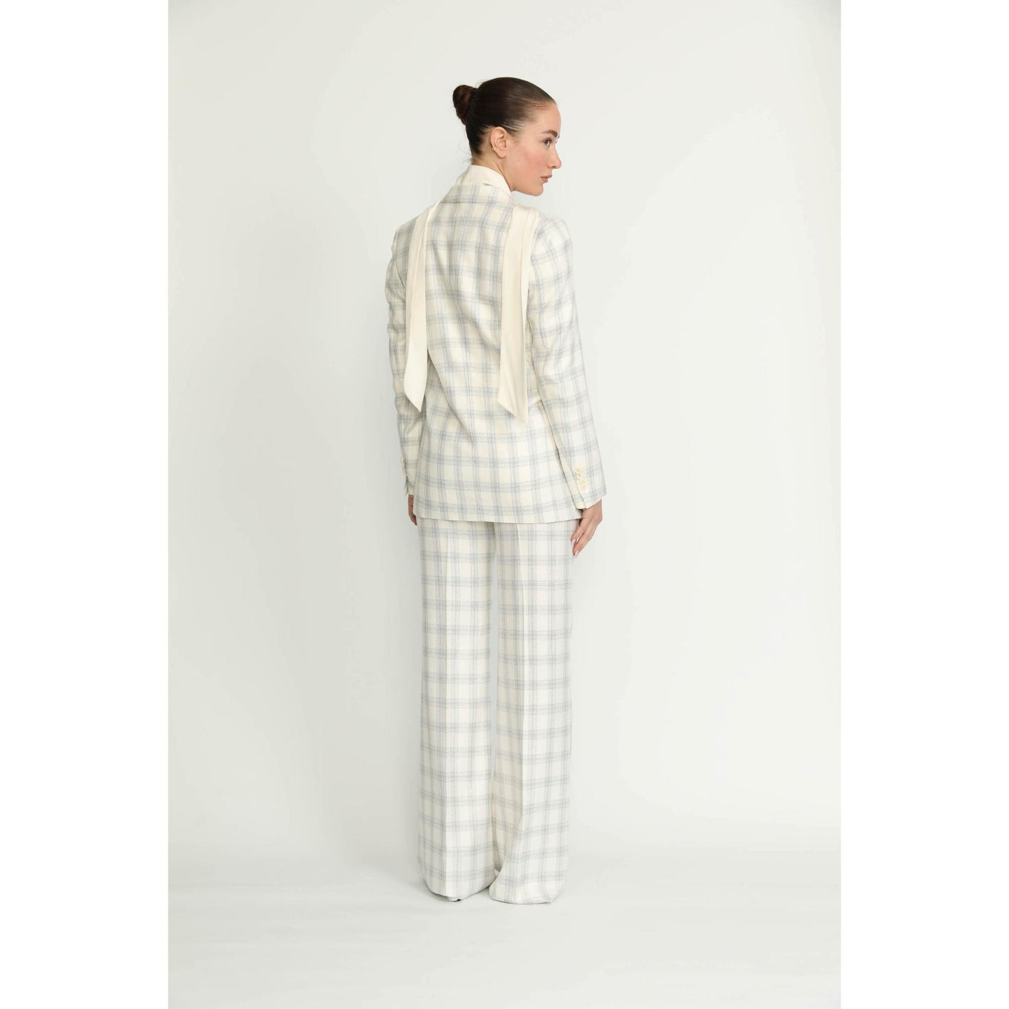 Women Bordeaux Trousers - Bordeaux Black/White Houndstooth Bootcut Trousers