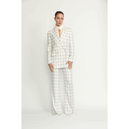 Women Bordeaux Trousers - Bordeaux Black/White Houndstooth Bootcut Trousers