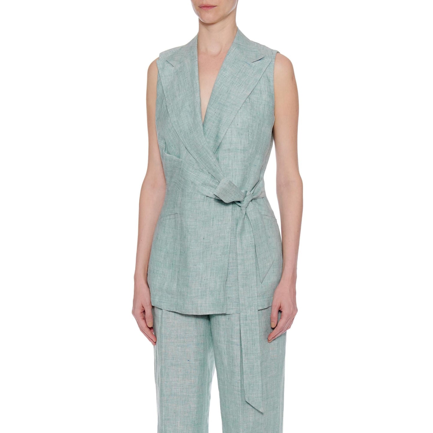 Women Cartagena Waistcoat - Sleeveless Wrap Waistcoat - Mint