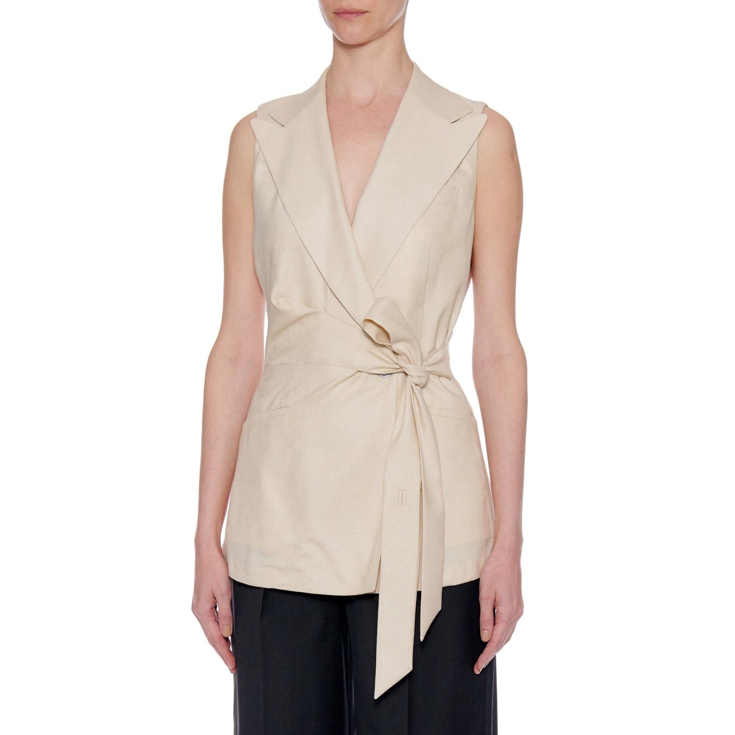 Women Cartagena Waistcoat - Sleeveless Wrap Waistcoat - Off white