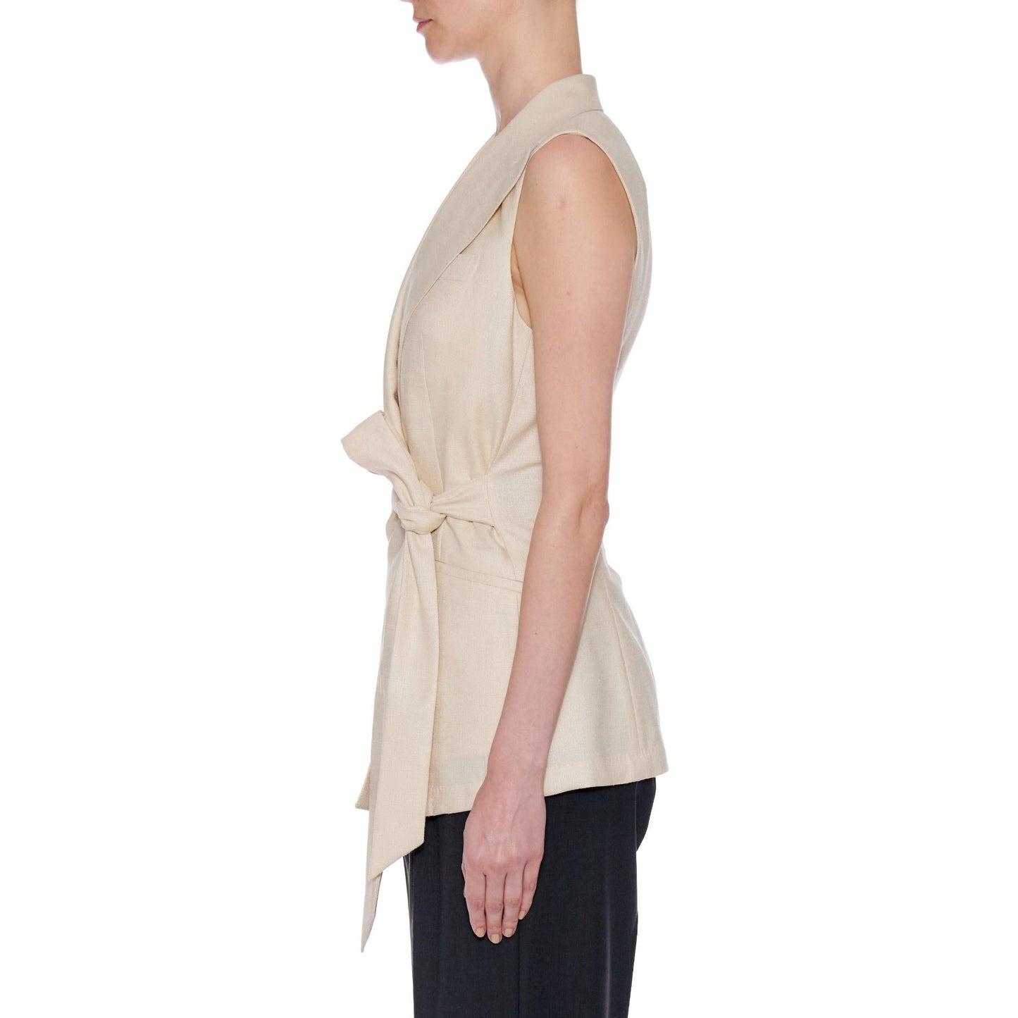 Women Cartagena Waistcoat - Sleeveless Wrap Waistcoat - Off white
